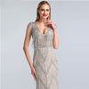 LG131 Glamorous Silver V-Neck Tassel  Evening Gowns