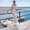 HW133 Long Sleeve backless Mermaid Wedding dress