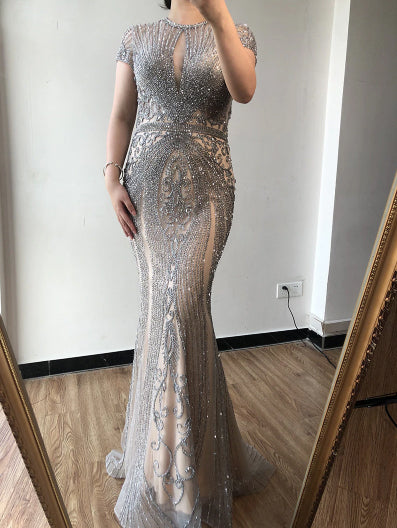 LG137 Glamorous full diamond Evening Gowns(5 Colors)