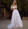 CL01 Clearance sale- off the shoulder Boho Wedding Gown+ Veil fress