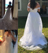 CL01 Clearance sale- off the shoulder Boho Wedding Gown+ Veil fress