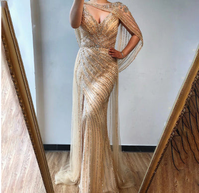 LG218 Plus size Luxury V-neck full Diamond Beading Pageant Gowns(4 Colors)