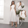 SS110 Real Photo simple satin Tea-length Wedding dresses