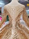CG117 Luxury muslim gold Bridal Gowns with chapel train