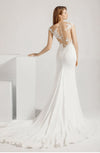 HW236 Simple Soft Satin Mermaid Wedding Dress with court train