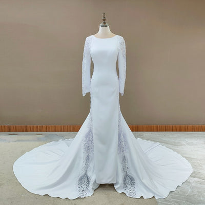 CW261 Simple long sleeve mermaid Wedding Dress