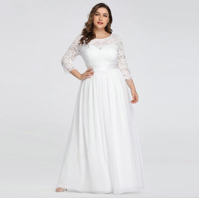 CW310 Plus Size lace 3/4 sleeves Wedding dresses