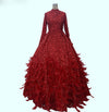 LG325 Real Photo Sequins Feathers Muslim Evening Gowns(Custom Colors)