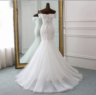 CW313 Real pictures Boat Neck sequined Mermaid Wedding dresses