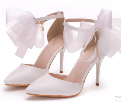 BS99 Classy satin big bow knot Bridal Heels (5 Colors)