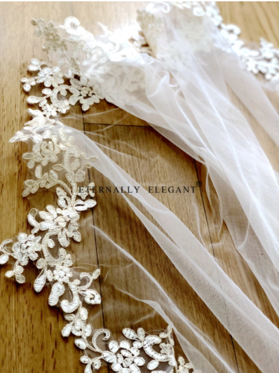 BV30 Lace Edge Wedding Veils with comb 300 cm