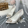 BS92 Pointed toe silk satin Wedding Shoes( 3 Colors)