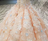 CG131 High neck 3d flower beaded Champagne Wedding Gown