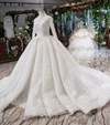HW58 Luxury muslim high neck lace up back wedding dresses