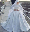CW342 High neck lace Muslim Wedding Dress with hijab