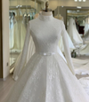 CW343 High Neck Long Sleeves A-Line Muslim Wedding Dress