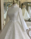 CW343 High Neck Long Sleeves A-Line Muslim Wedding Dress