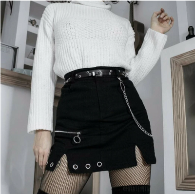 CK41 Cool punk skirt with chain