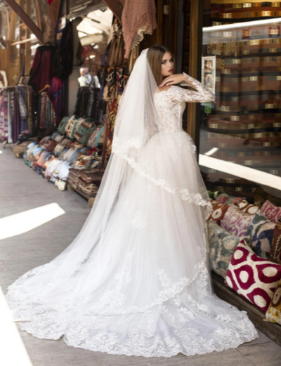 PD25 Lace Jumpsuits Wedding Dresses with detachable skirt