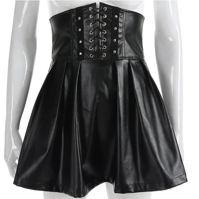 CK32 Gothic Harajuku faux Leather Skirt