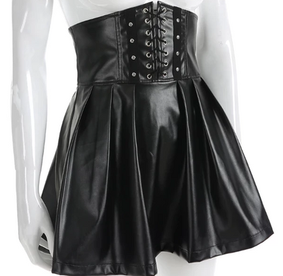 CK32 Gothic Harajuku faux Leather Skirt