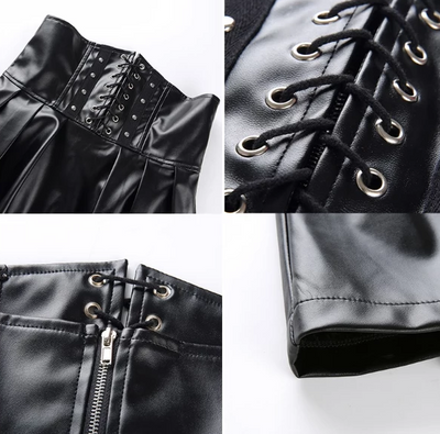 CK32 Gothic Harajuku faux Leather Skirt