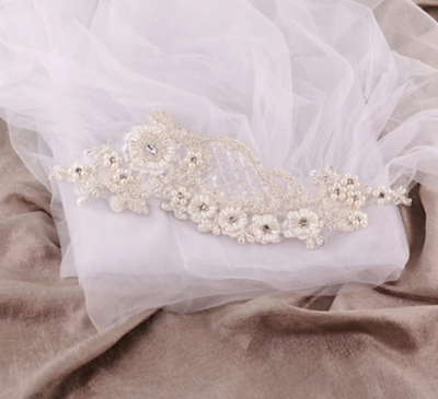 BV34 Real Photo Flowers Pearls Wedding Veil