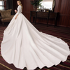 HW213 Real Photo simple 3/4 sleeves wedding dress with long train