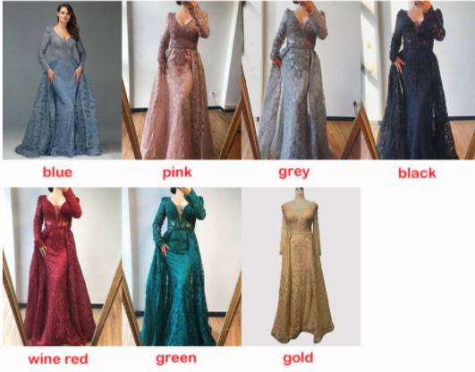 LG176 Luxury Arabic Evening Gowns with overskirt (9 colors ...