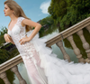 HW215 Real Photo mermaid wedding dress with ruffle train