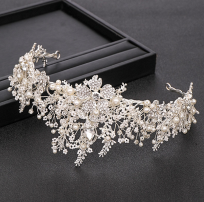 BJ201 Handmade Rhinestone Pearl Bridal Crowns(2 Colors)