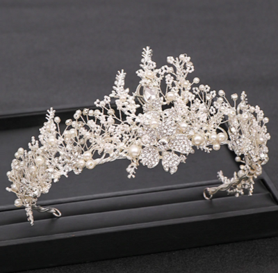 BJ201 Handmade Rhinestone Pearl Bridal Crowns(2 Colors)