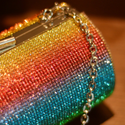 CB190 Round Rainbow Color Diamond Evening Bag
