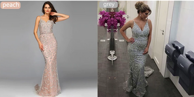 LG164 Luxury diamond beaded mermaid Evening Gowns(3 Colors )