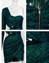 MX182 Sexy green cut out single sleeve glitter bodycon Party Dress