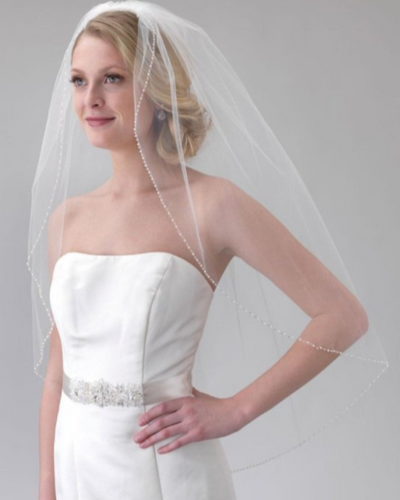 BV41 Pearls crystal beaded Wedding Veils