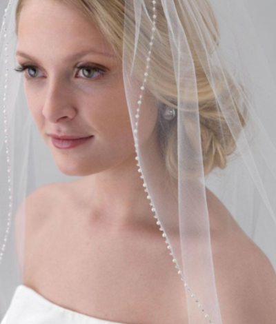 BV41 Pearls crystal beaded Wedding Veils