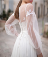 CW233 Puff Long Sleeves Beach Wedding Dresses