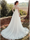 CW235 Tulle Jewel A-line Wedding Dresses with Illusion Back