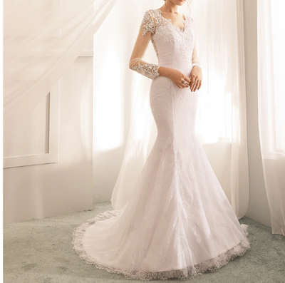 CW58 Real Photo plus size Lace Mermaid Wedding Dresses