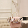CB208 Pearls Appliques Flower Evening Clutch Bags(Black/Pink)