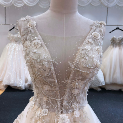 CW376 Real Photo V neck sleeveless A-line Boho Bridal Dress