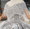 HW261 Real Photo off the shoulder beaded tassel Wedding Gown+matching Veil