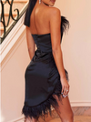MX249 Sexy strapless Feathers Cocktail Dresses (White/Pink)