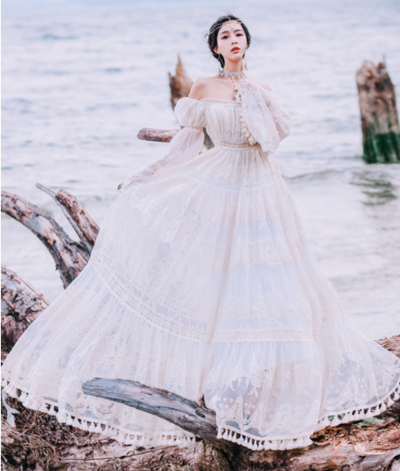 Cheap Beach Wedding Dress for Pre-Wedding Photoshoot