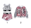 FG194 Kid Dance Hip Hop Sequins costume (Vest+Shorts+Coat)