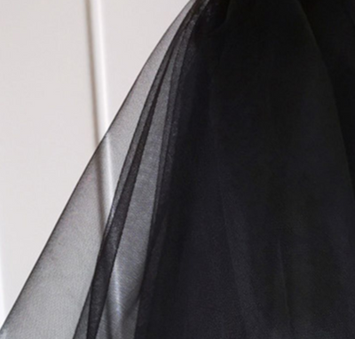 BV44 Black Tulle Gothic Wedding Veil