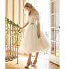SS32 Boat-Neck Tulle Appliques Wedding Gown