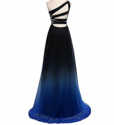 PP306 Real Photo Criss-Cross Back One Shoulder Prom Dresses(4 Colors)