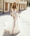 PD36 Sexy Illusion Wedding Jumpsuit with Detachable Train